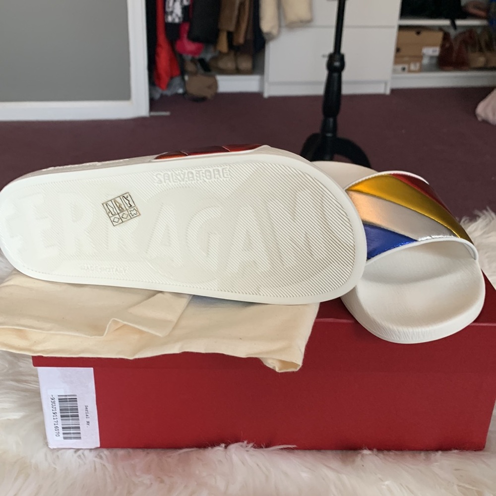🌈 Salvatore Ferragamo Rainbow Pool Slide Sandals by Ferragamo - Picture 15 of 16